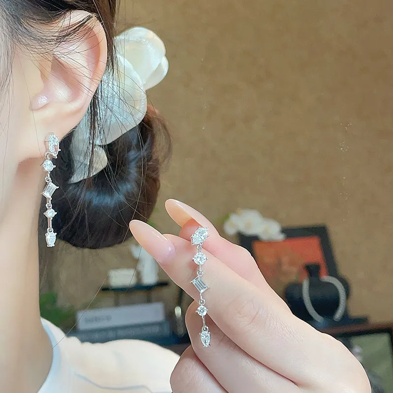 1.09 ctw Statement Mixed-Cut Lab-Grown Diamond Earrings in 18K White Gold
