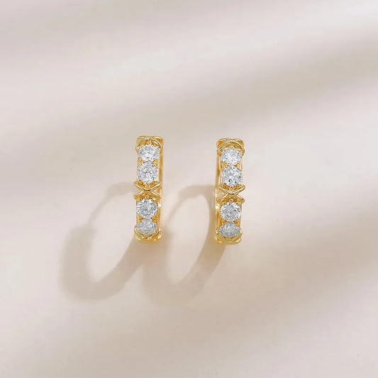 0.82 ctw Cross Round-Cut Lab-Grown Diamond Ear Cuff in 18K Yellow Gold