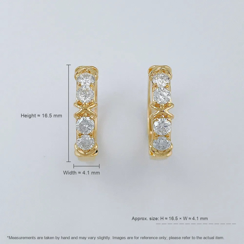 0.82 ctw Cross Round-Cut Lab-Grown Diamond Ear Cuff in 18K Yellow Gold