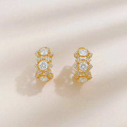2.36 ctw Floral Cluster Round-Cut Lab-Grown Diamond Ear Cuff in 18K Yellow Gold