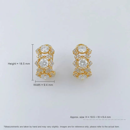2.36 ctw Floral Cluster Round-Cut Lab-Grown Diamond Ear Cuff in 18K Yellow Gold