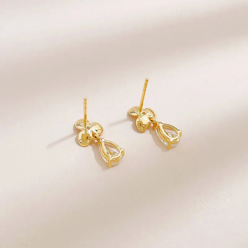 1.09 ctw Floral Pear-Cut Lab-Grown Diamond Drop Earrings in 18K Yellow Gold