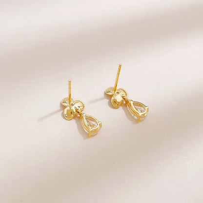 1.09 ctw Floral Pear-Cut Lab-Grown Diamond Drop Earrings in 18K Yellow Gold