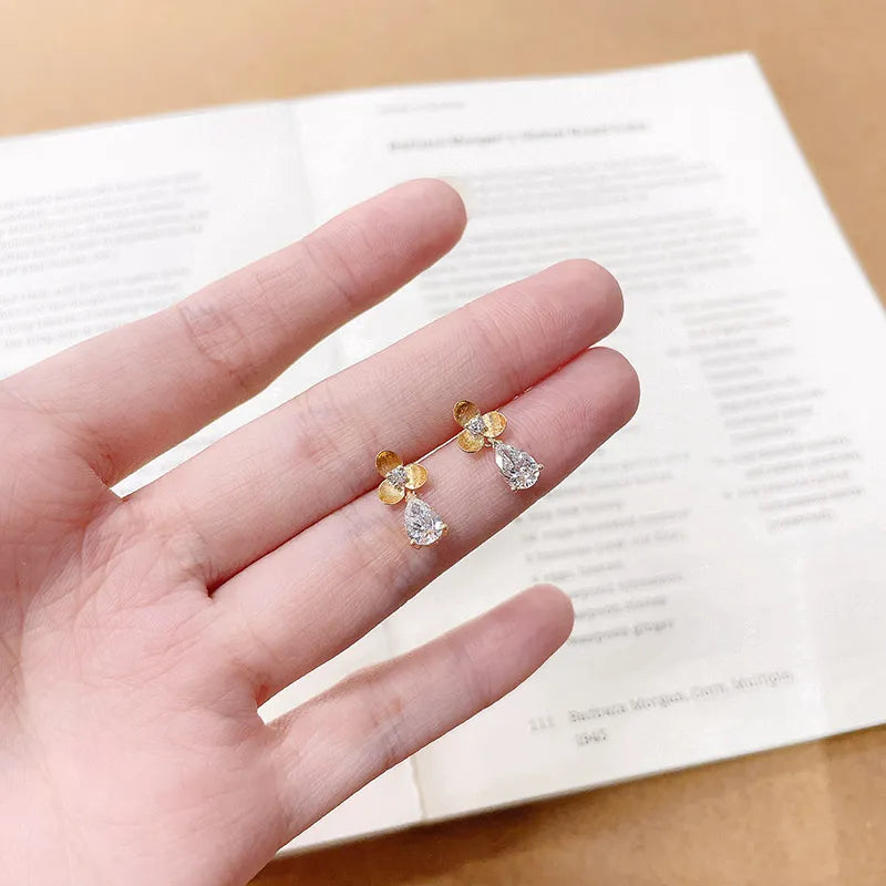 1.09 ctw Floral Pear-Cut Lab-Grown Diamond Drop Earrings in 18K Yellow Gold