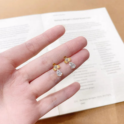 1.09 ctw Floral Pear-Cut Lab-Grown Diamond Drop Earrings in 18K Yellow Gold