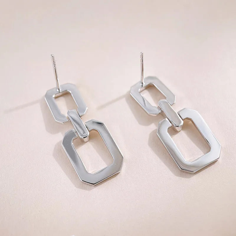 1.17 ctw Geometric Round-Cut Lab-Grown Diamond Earrings in 18K White Gold