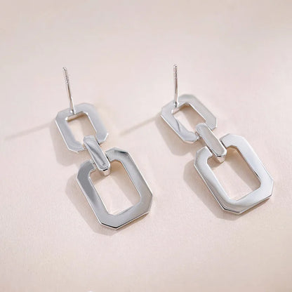 1.17 ctw Geometric Round-Cut Lab-Grown Diamond Earrings in 18K White Gold
