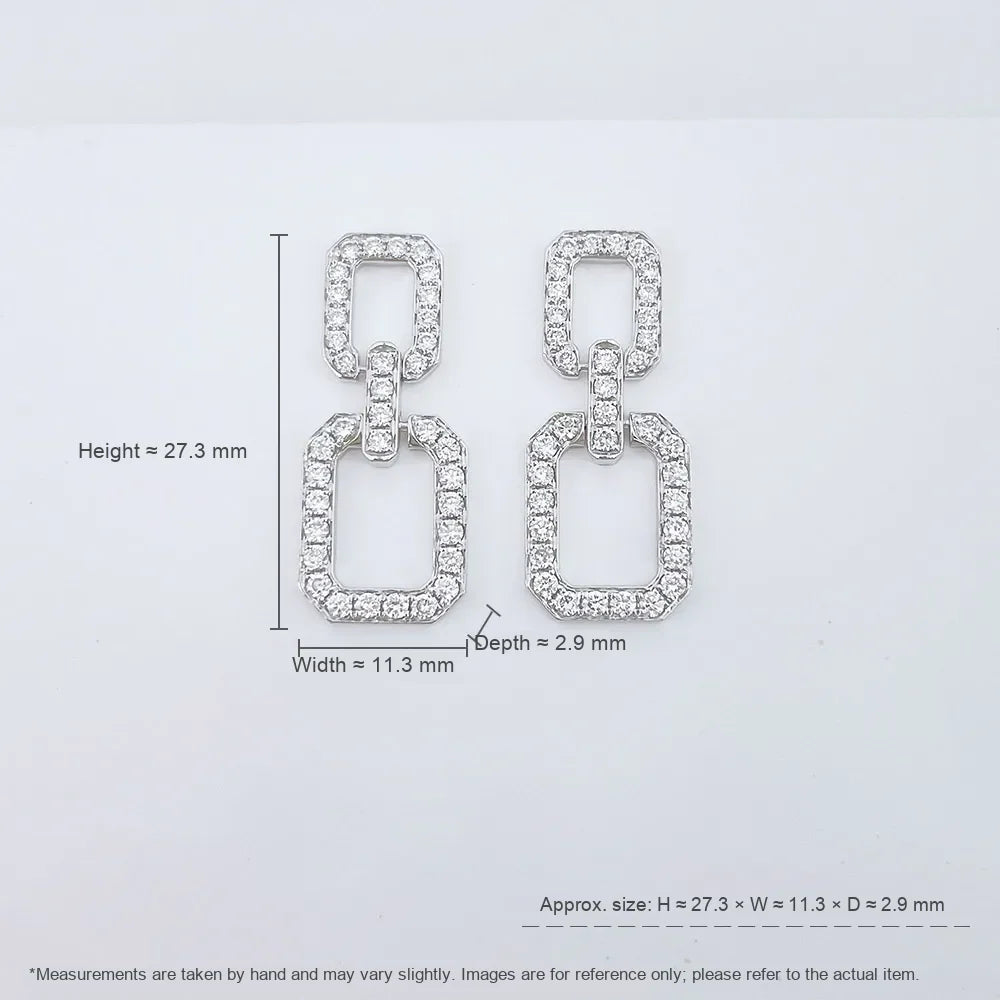 1.17 ctw Geometric Round-Cut Lab-Grown Diamond Earrings in 18K White Gold