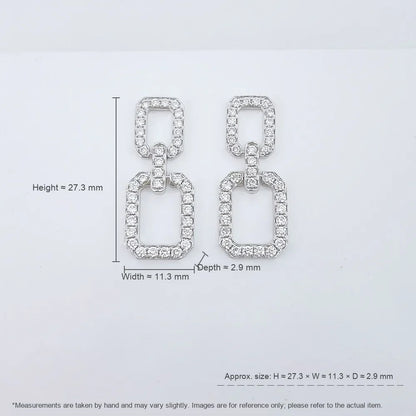 1.17 ctw Geometric Round-Cut Lab-Grown Diamond Earrings in 18K White Gold