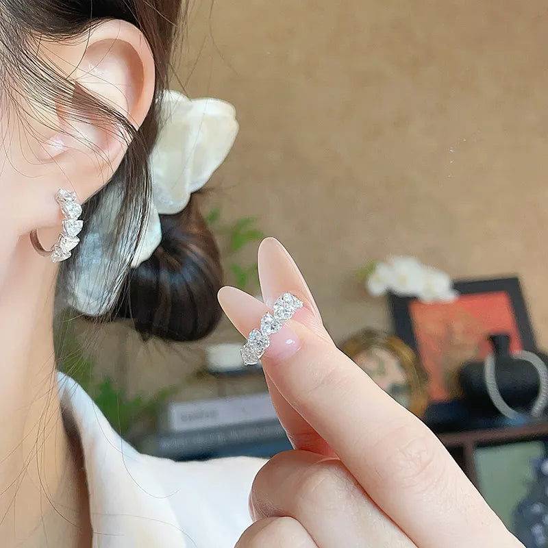 3.27 ctw Heart-Cut Lab-Grown Diamond Ear Cuff in 18K White Gold