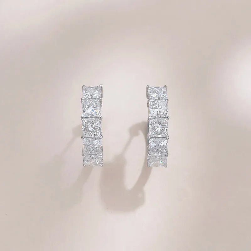 3.11 ctw Minimalist Princess-Cut Lab-Grown Diamond Ear Cuff in 18K White Gold