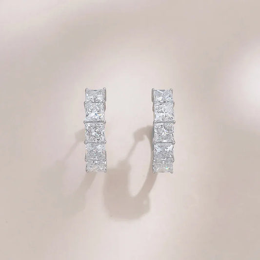 3.11 ctw Minimalist Princess-Cut Lab-Grown Diamond Ear Cuff in 18K White Gold
