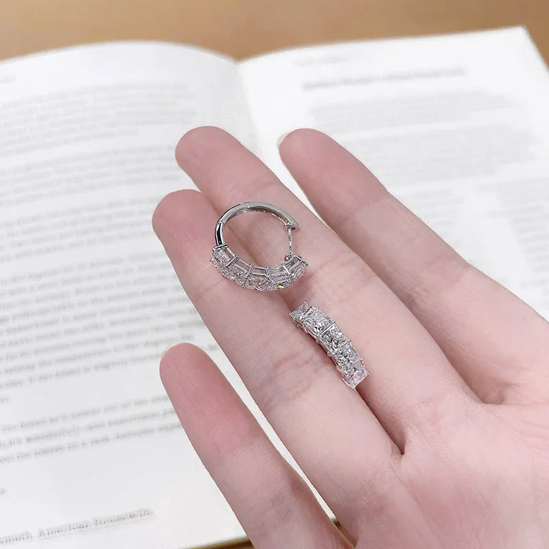 3.11 ctw Minimalist Princess-Cut Lab-Grown Diamond Ear Cuff in 18K White Gold