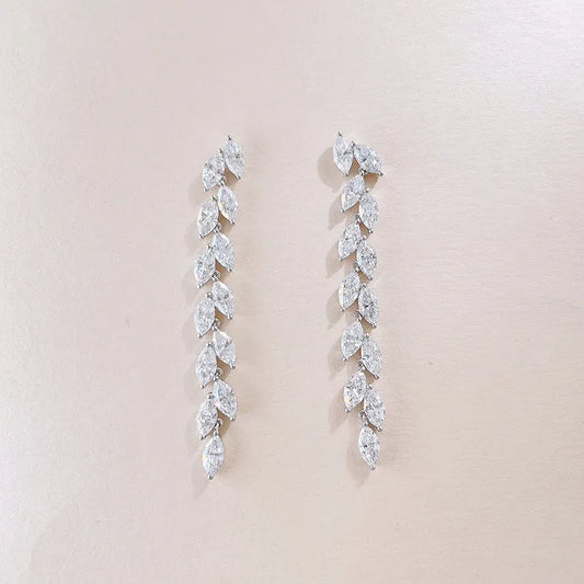 4.02 ctw Vintage Marquise-Cut Lab-Grown Diamond Earrings in 18K White Gold