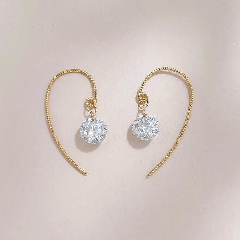 2.17 ctw Minimalist Round-Cut Lab-Grown Diamond Earrings in 18K Yellow Gold