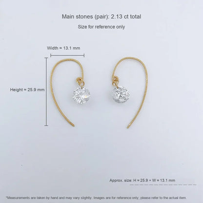 2.17 ctw Minimalist Round-Cut Lab-Grown Diamond Earrings in 18K Yellow Gold