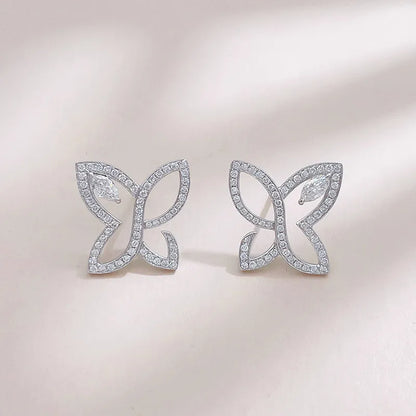 0.21 ctw Four-Leaf Clover Pavé Round-Cut Lab-Grown Diamond Earrings in 18K White Gold