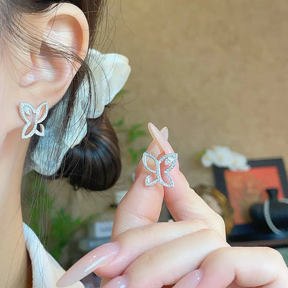 0.21 ctw Four-Leaf Clover Pavé Round-Cut Lab-Grown Diamond Earrings in 18K White Gold