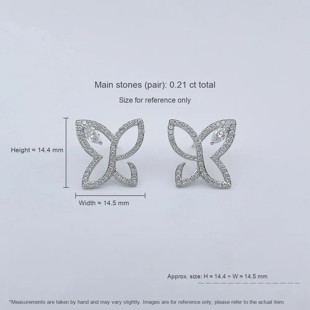 0.21 ctw Four-Leaf Clover Pavé Round-Cut Lab-Grown Diamond Earrings in 18K White Gold