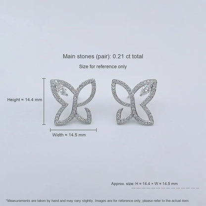 0.21 ctw Four-Leaf Clover Pavé Round-Cut Lab-Grown Diamond Earrings in 18K White Gold