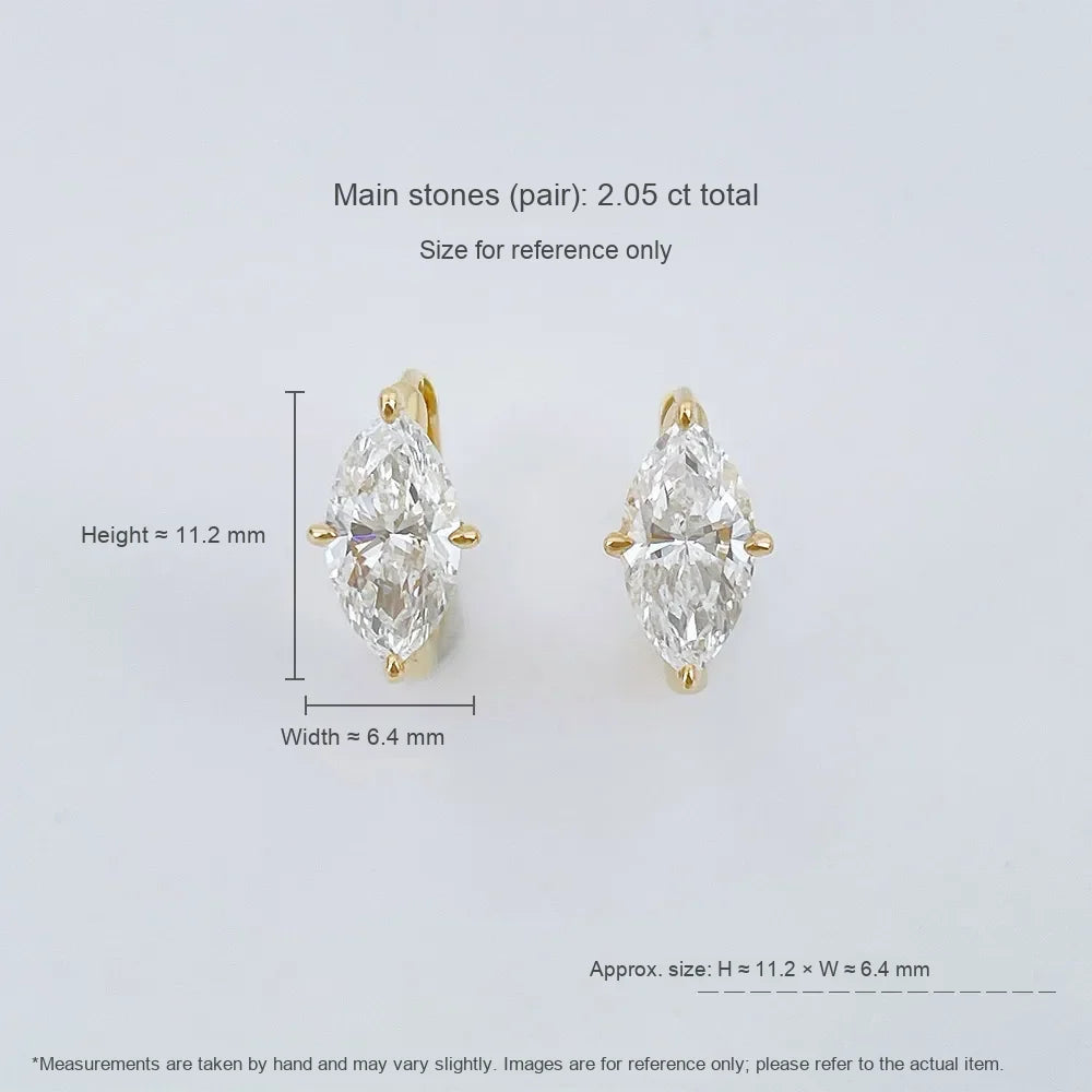 2.06 ctw Minimalist Marquise-Cut Lab-Grown Diamond Ear Cuff in 18K Yellow Gold
