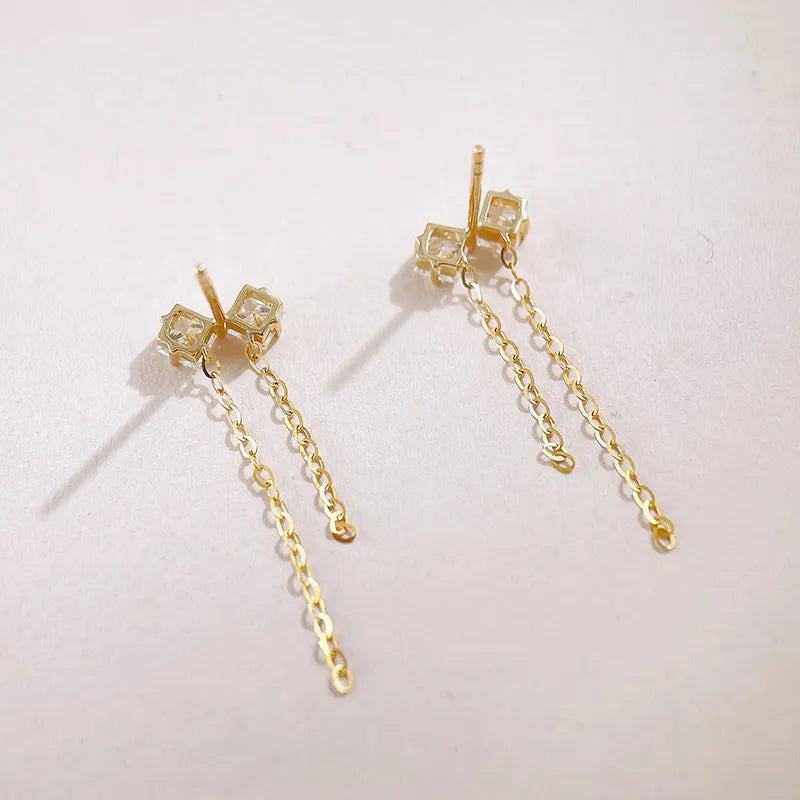 0.71 ctw Bow Princess-Cut Lab-Grown Diamond Earrings in 18K Yellow Gold