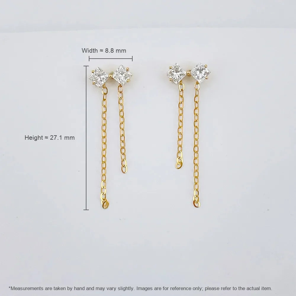 0.71 ctw Bow Princess-Cut Lab-Grown Diamond Earrings in 18K Yellow Gold