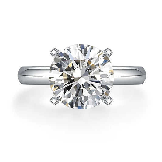 3.04 ct Minimalist Four-Prong Round-Cut Lab-Grown Diamond Ring in 18K White Gold – APYFR0001-W