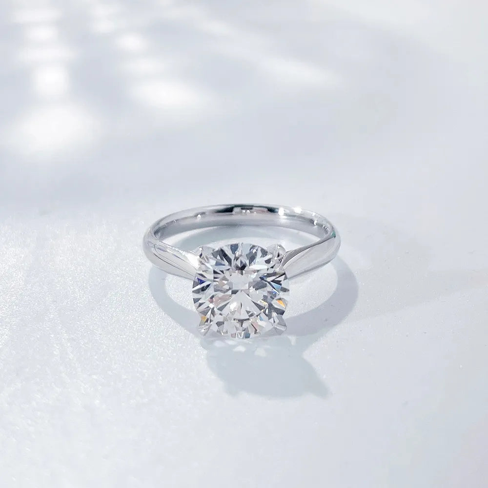 3.04 ct Minimalist Four-Prong Round-Cut Lab-Grown Diamond Ring in 18K White Gold – APYFR0001-W