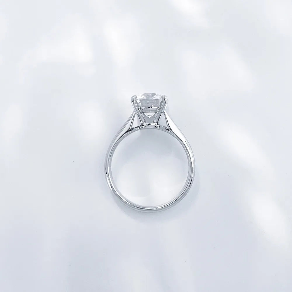 3.04 ct Minimalist Four-Prong Round-Cut Lab-Grown Diamond Ring in 18K White Gold – APYFR0001-W