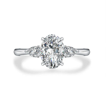 1.04 ct Oval-Cut Lab-Grown Diamond Three-Stone Ring in 18K White Gold – APYFR0008-W