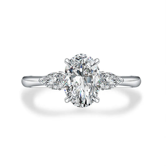 1.04 ct Oval-Cut Lab-Grown Diamond Three-Stone Ring in 18K White Gold – APYFR0008-W