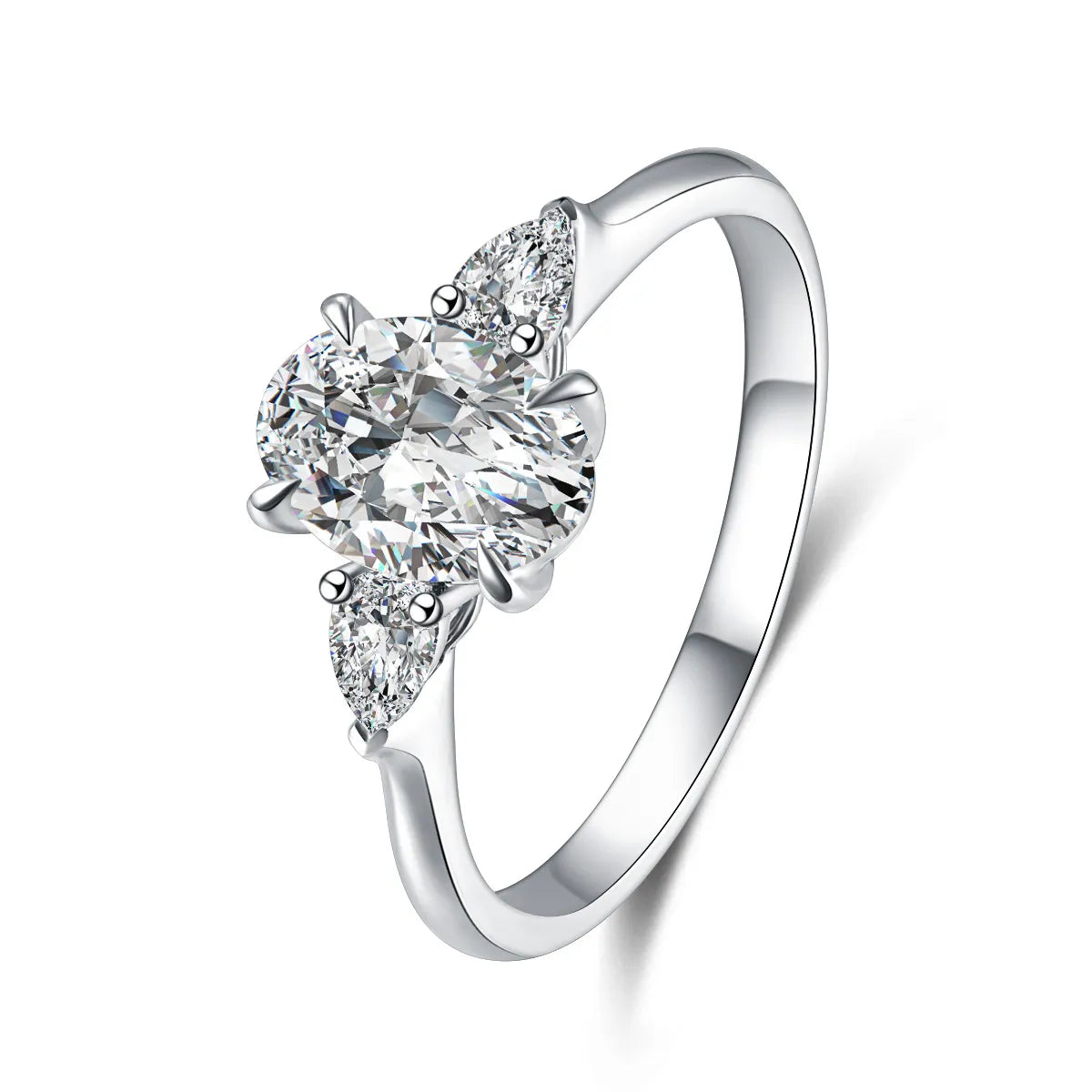 1.04 ct Oval-Cut Lab-Grown Diamond Three-Stone Ring in 18K White Gold – APYFR0008-W