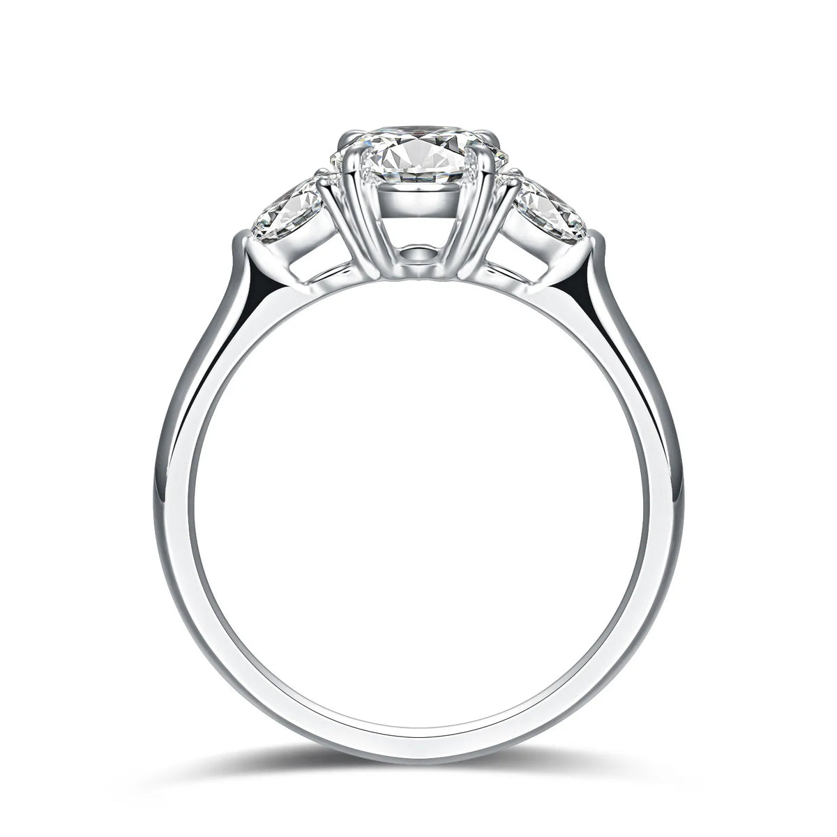 1.04 ct Oval-Cut Lab-Grown Diamond Three-Stone Ring in 18K White Gold – APYFR0008-W