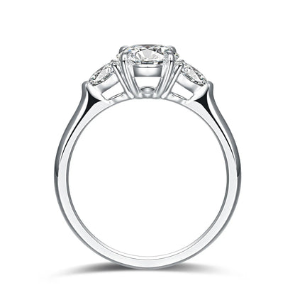1.04 ct Oval-Cut Lab-Grown Diamond Three-Stone Ring in 18K White Gold – APYFR0008-W