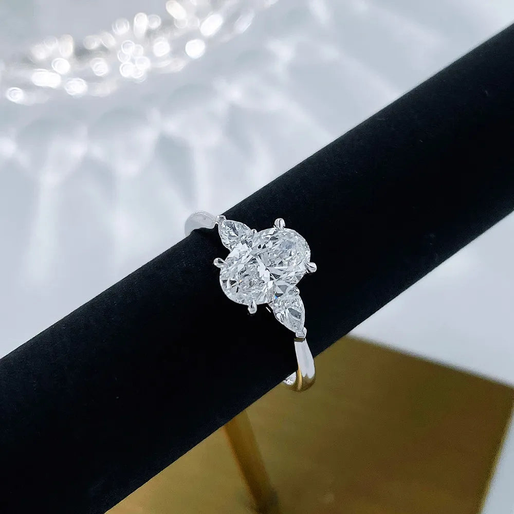 1.04 ct Oval-Cut Lab-Grown Diamond Three-Stone Ring in 18K White Gold – APYFR0008-W