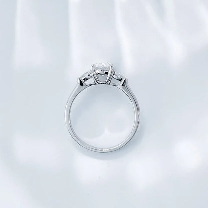 1.04 ct Oval-Cut Lab-Grown Diamond Three-Stone Ring in 18K White Gold – APYFR0008-W