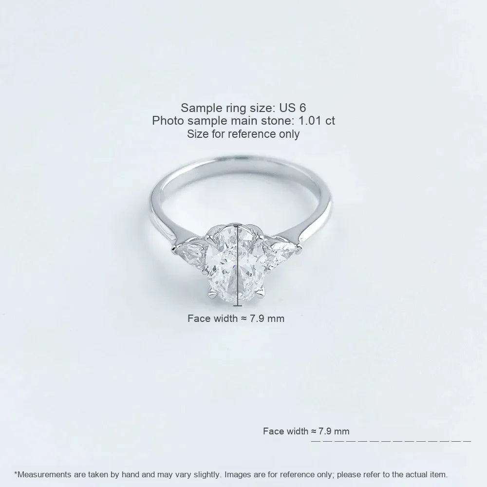 1.04 ct Oval-Cut Lab-Grown Diamond Three-Stone Ring in 18K White Gold – APYFR0008-W