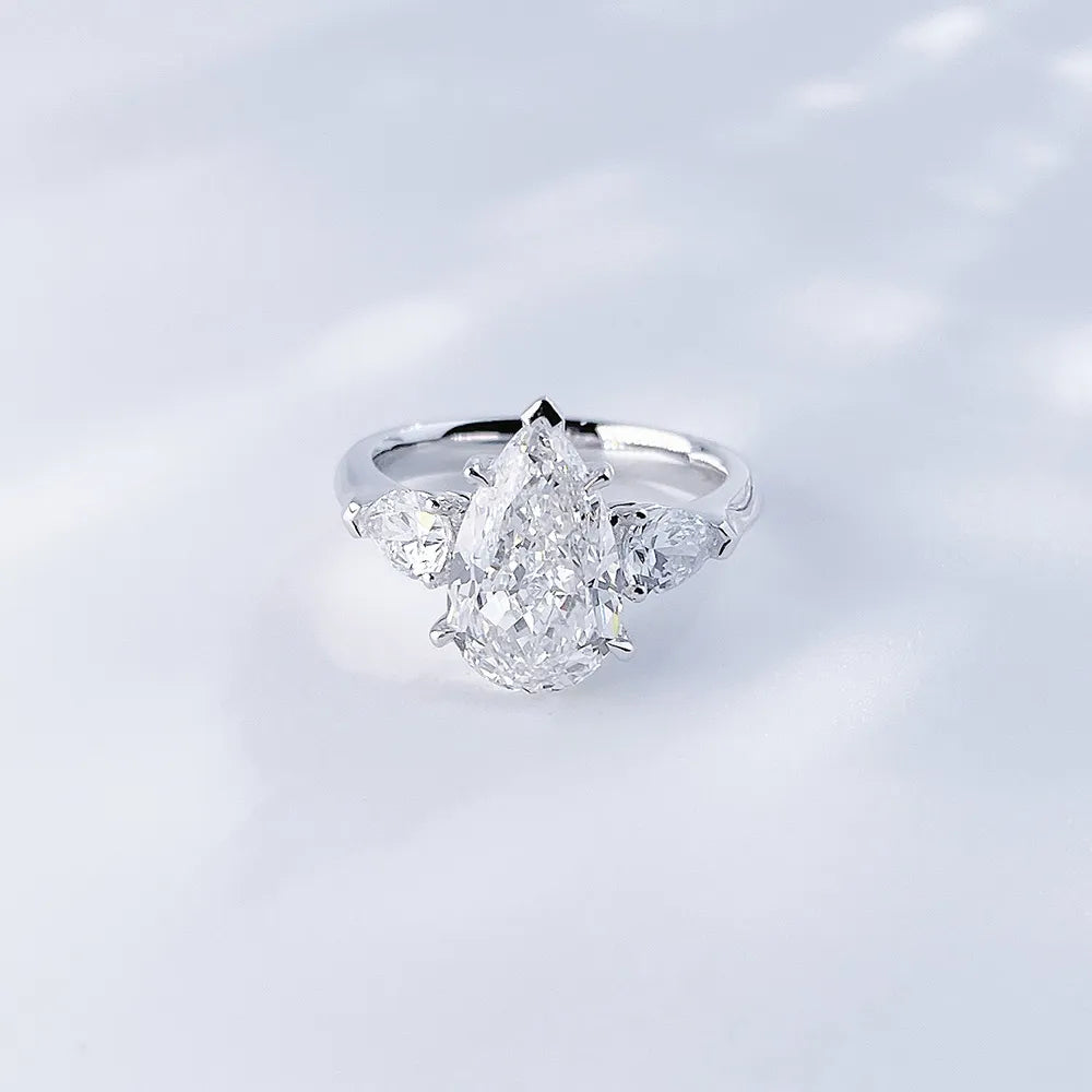 2.05 ct Pear-Cut Lab-Grown Diamond Three-Stone Ring in PT950 Platinum