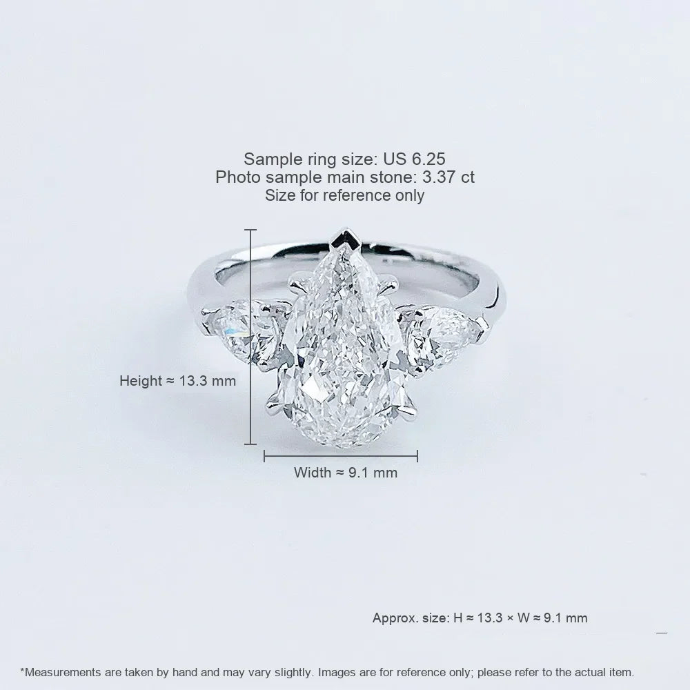 2.05 ct Pear-Cut Lab-Grown Diamond Three-Stone Ring in PT950 Platinum