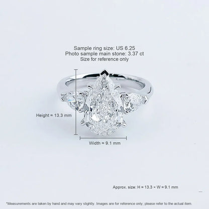 2.05 ct Pear-Cut Lab-Grown Diamond Three-Stone Ring in PT950 Platinum