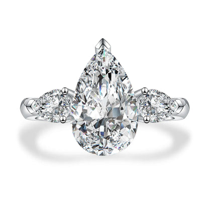 1.1 ct Classic Pear-Cut Lab-Grown Diamond Three-Stone Ring in 18K White Gold