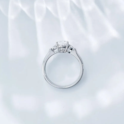 1.1 ct Classic Pear-Cut Lab-Grown Diamond Three-Stone Ring in 18K White Gold