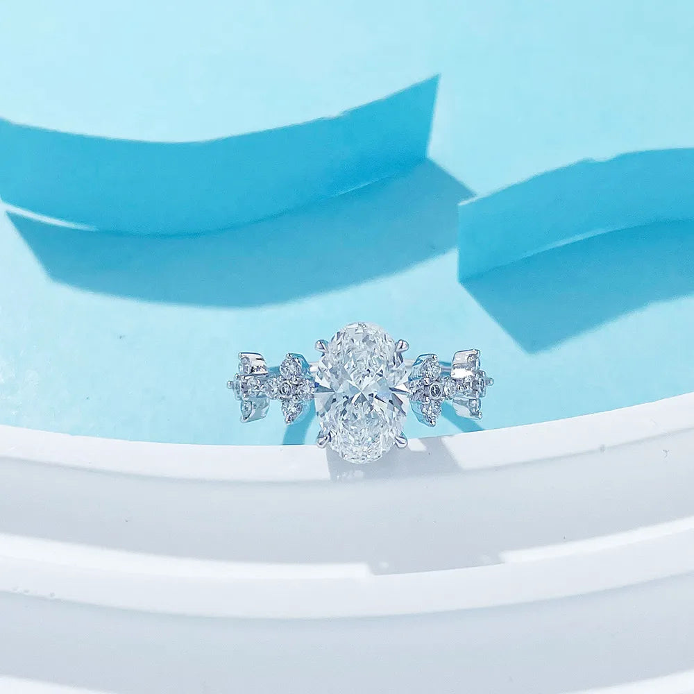 2.03 ct Four-Leaf Clover Round-Cut Lab-Grown Diamond Ring in 18K White Gold