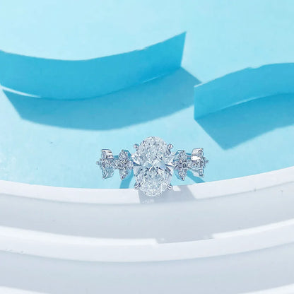 2.03 ct Four-Leaf Clover Round-Cut Lab-Grown Diamond Ring in 18K White Gold