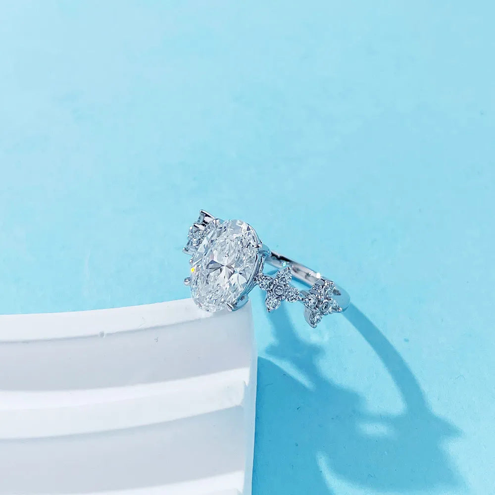 2.03 ct Four-Leaf Clover Round-Cut Lab-Grown Diamond Ring in 18K White Gold