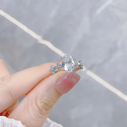 2.03 ct Four-Leaf Clover Round-Cut Lab-Grown Diamond Ring in 18K White Gold