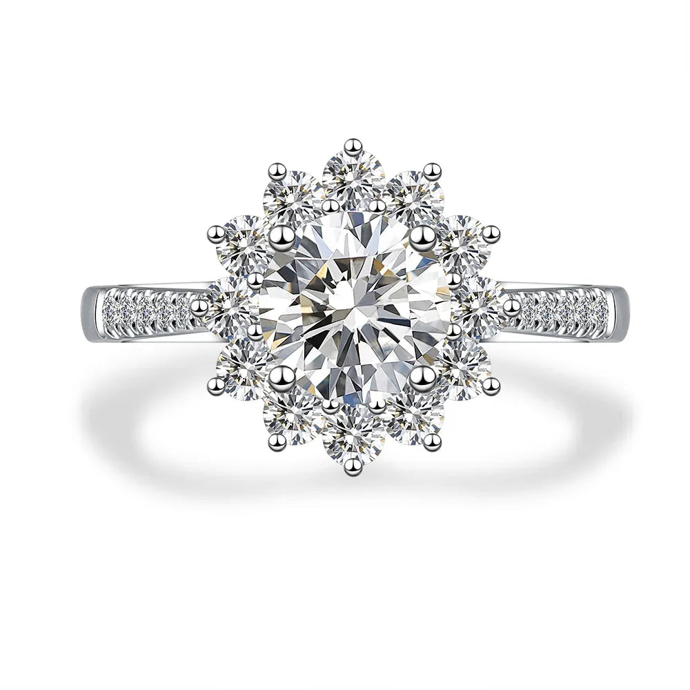 1.07 ct Floral Four-Prong Round-Cut Lab-Grown Diamond Ring in 18K White Gold