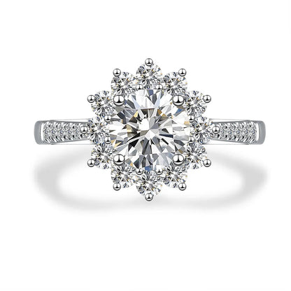 1.07 ct Floral Four-Prong Round-Cut Lab-Grown Diamond Ring in 18K White Gold