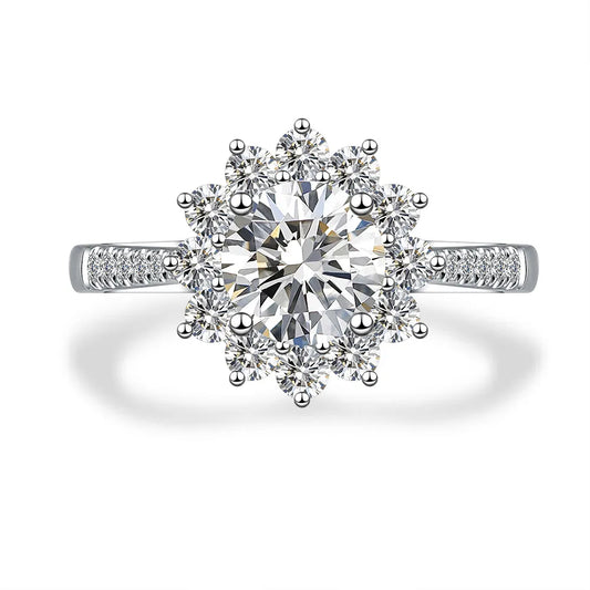 1.07 ct Floral Four-Prong Round-Cut Lab-Grown Diamond Ring in 18K White Gold